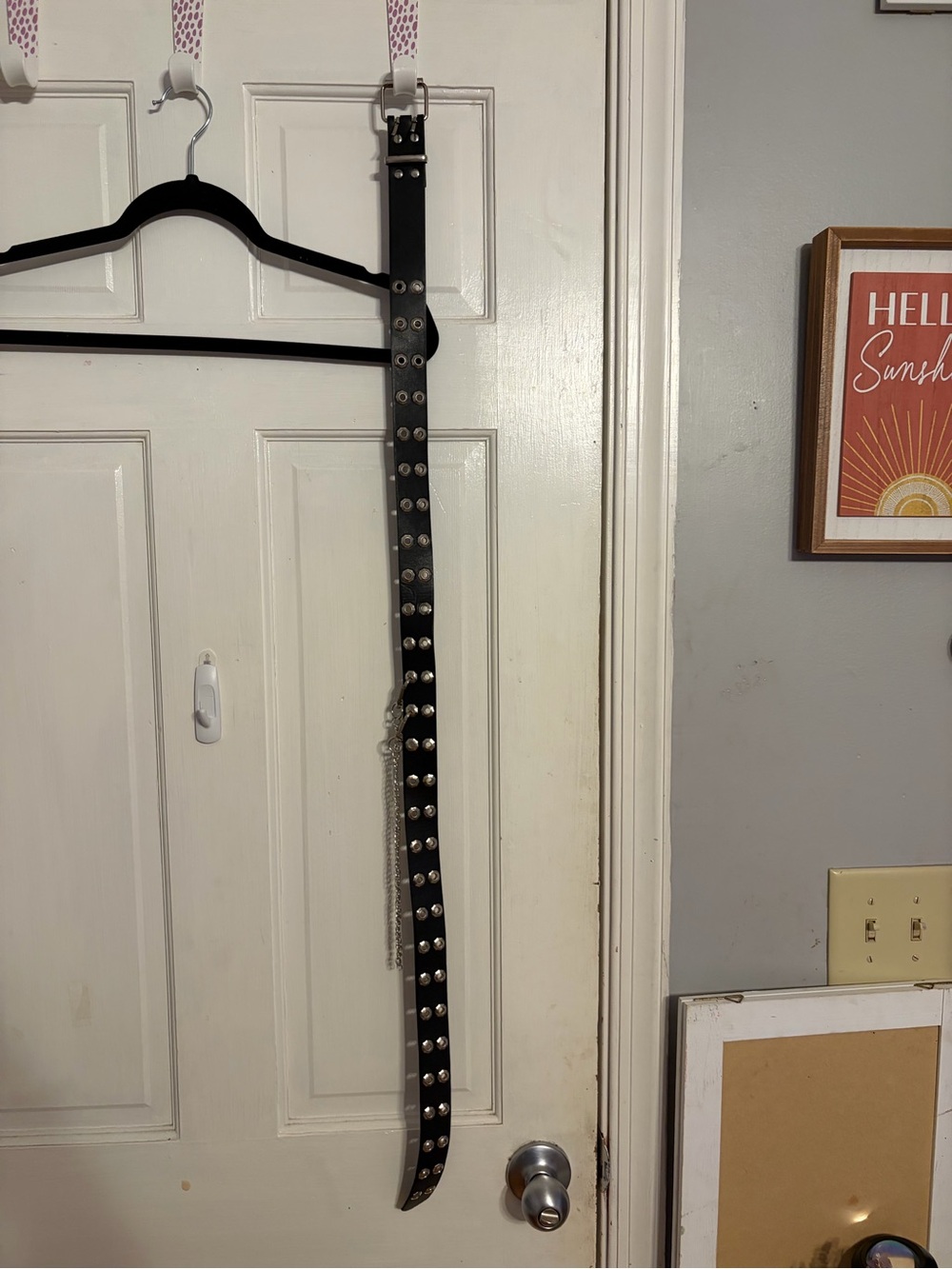 Black Studded Leather Belt with Silver Hardware